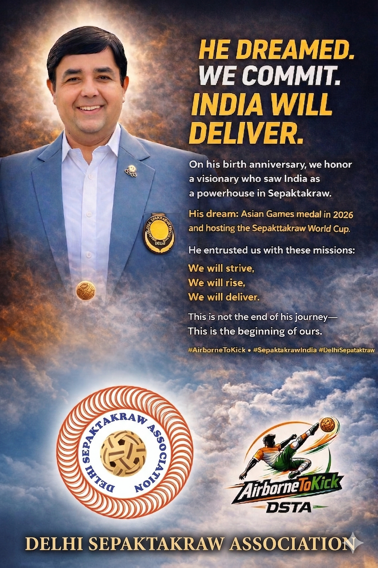 Why His Legacy Endures
From the slum courts of Majnu-ka-Tila to Asian Games podiums and World Cup gold, Shri Yogender Singh Dahiya built more than a sport.
He built systems, opportunities, careers, and dreams for thousands of athletes across India.
The medal era of Indian Sepaktakraw remains the strongest proof of his vision, dedication, and leadership.